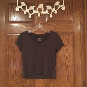 Aeropostale Gray Crop Top T-Shirt